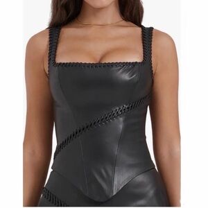 House of CB London XL Black Faux Leather Bustier Corset Top Leonie Gothic